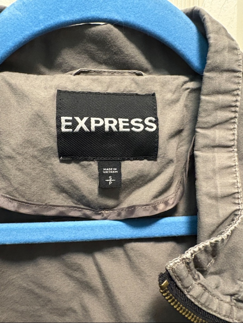 Express Light Olive Drawstring Utility Jacket - Picture 2 of 4